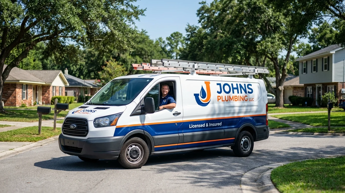 Johns Plumbing LLC service van in Miami, OK