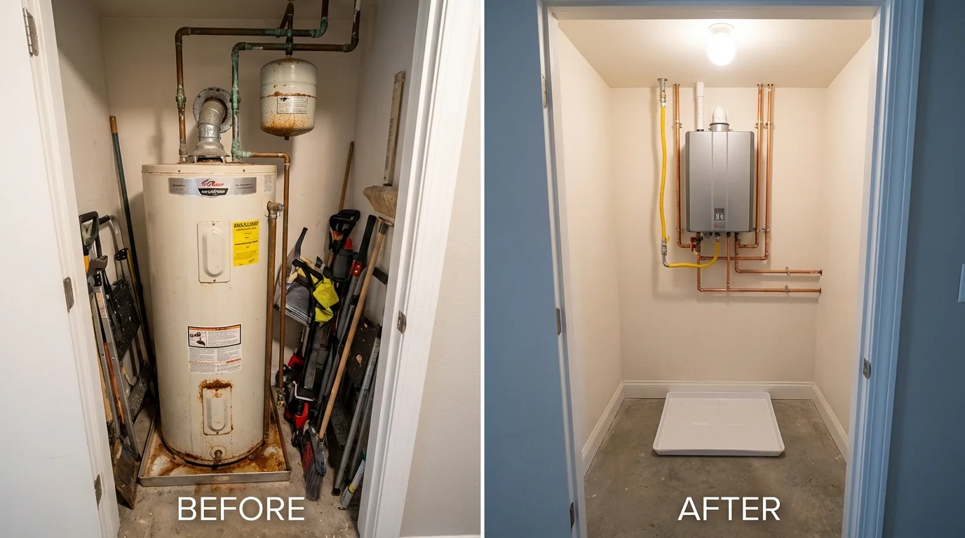 Tank water heater versus wall-mounted tankless unit comparison for Miami, OK homeowners